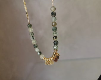 Beaded Chain For Women Necklace Natural Prehnite Stone Or Faceted Agate Jewelry Handmade Beads And Charms