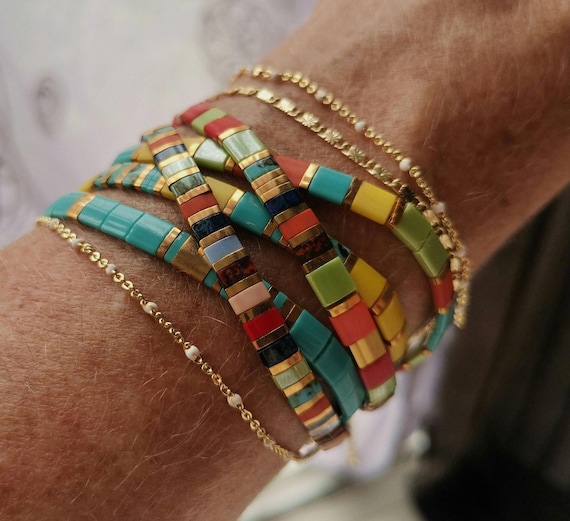 Bracelet Miyuki Multicolore  Bracelet Japonais Couleur De L'été  Bracelet Perles Couleurs Vives