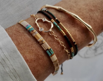 Verstelbare Miyuki kralenarmband, satijnen Tila kralenarmband, transparante kralenarmband voor dames