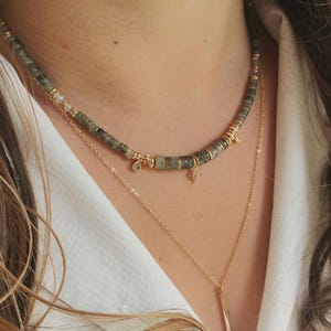 Labradorite Beaded Necklace for Women, Boho Chic Jewelry, Elegant Costume Jewelry Made with Natural Stones