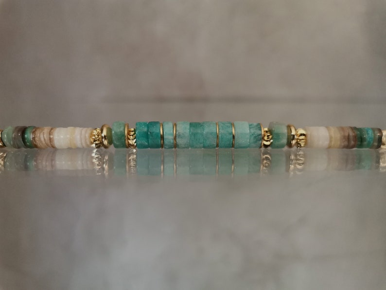 collier amazonite brut , perle ronde 8 mm - Collier/Amazonite brut - Miracles minéraux