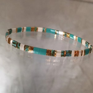 Pulsera de tobillo para mujer Pulsera con cuentas para pulsera de tobillo Miyuki Tila Cadena de tobillo con cuentas elásticas imagen 4