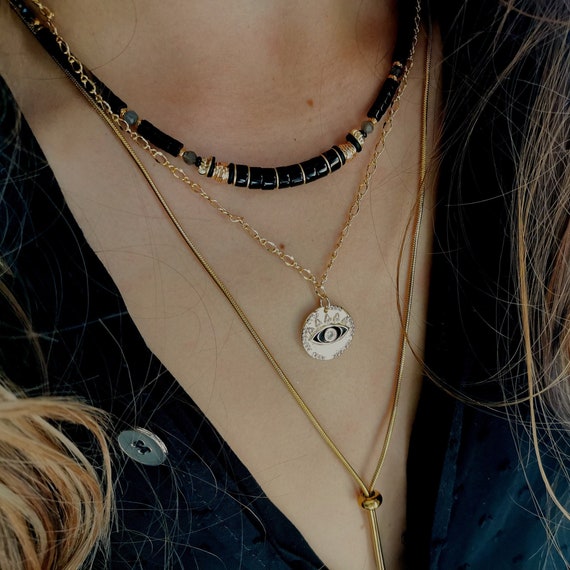 Chaine Pendentif Oeil Pour Femme Chaine Longue En Plaqué Or
