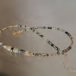 Semi Precious Stone Necklace For Women Green Prehnite Bead Necklace Real Stone Jewelry image 6