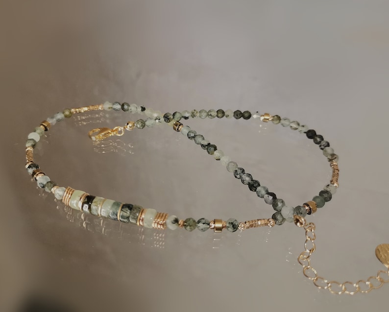 Semi Precious Stone Necklace For Women Green Prehnite Bead Necklace Real Stone Jewelry image 6