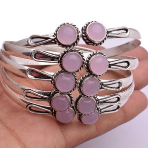 Rose Quartz 925 Silver plated Ethnic Cuff Bangle 1 pcs