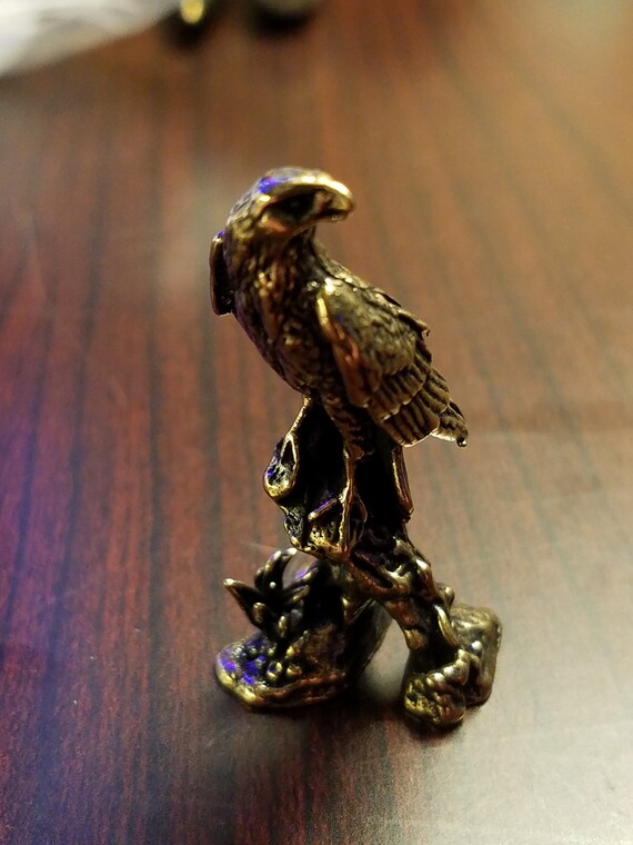 Brass Eagle Miniature Sculpture Ornament Figurine