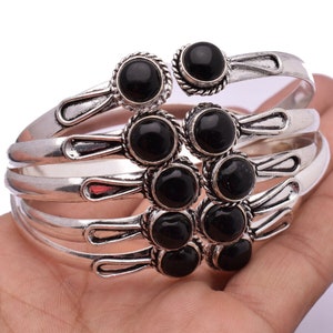 Black Onyx 925 Silver plated Ethnic Cuff Bangle 1pcs