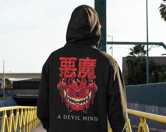 Oni Japanese Demon - Unisex Harajuku Hoodie, Sublimation