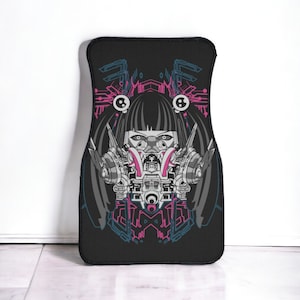 Cyberpunk art, anime car floor mats, cute car accessories for teens, japanese, cyberpunk print, cyberpunk decor, futuristic,ninja,kawaii mat