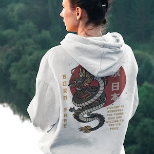 日本語の漢字 - ユニセックスの中国のドラゴンのパーカー、原宿のパーカー、韓国風のパーカー、美的パーカー、特大のパーカー、かわいいプラスサイズ