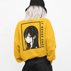 マンガ美学 - ユニセックスアニメスウェットシャツ、日本の漢字シャツ東京日本、アニメクルーネック、韓国ファッション、原宿シャツ、日本語の書き方