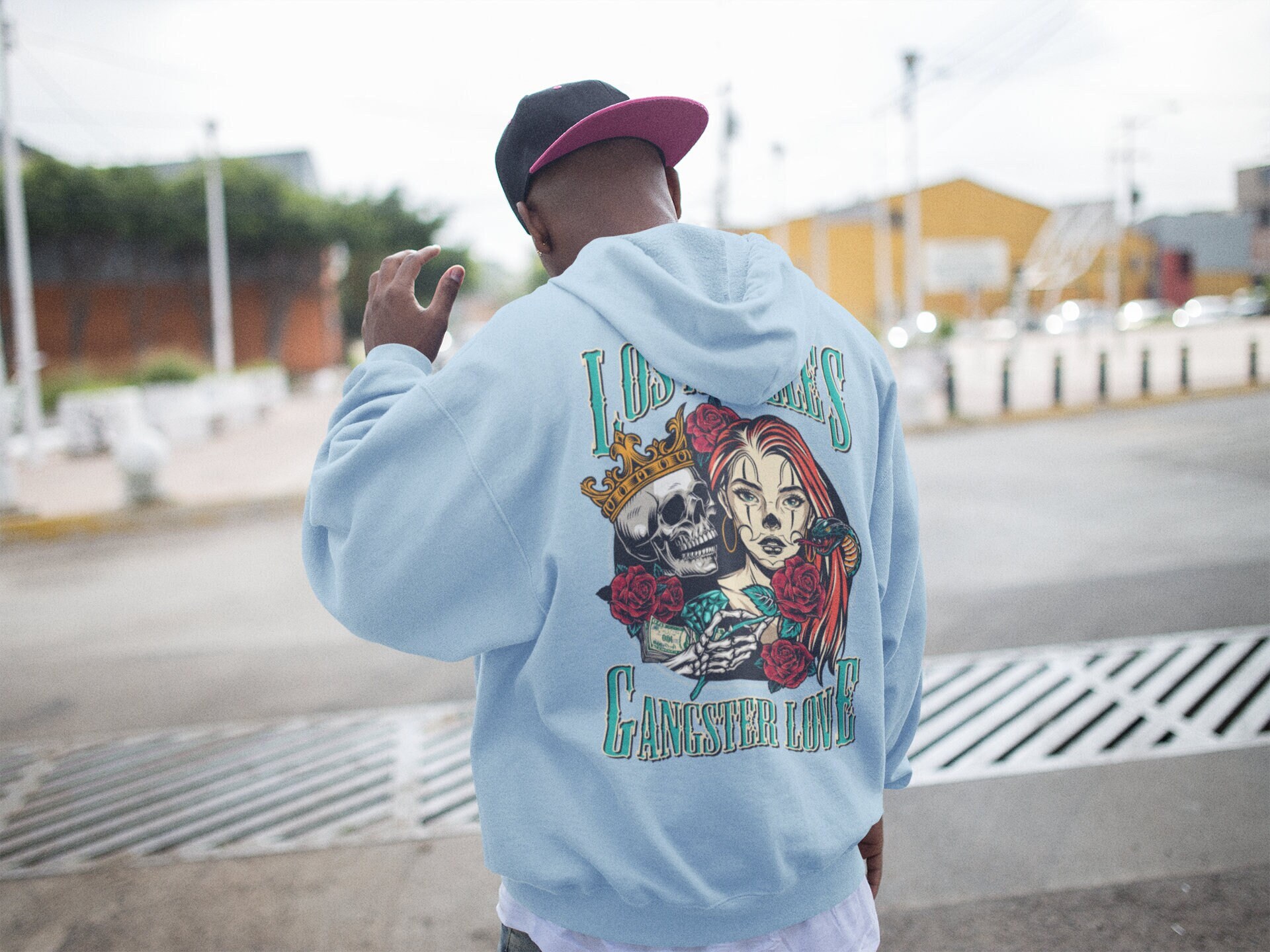 Chicano Art Unisex Human Skull Hoodie Skeleton Hands Sugar Etsy