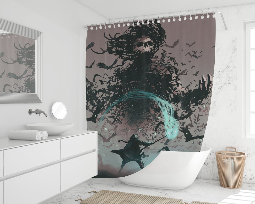 Goth Shower Curtain 7174 Aesthetic Grunge Etsy