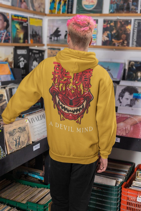 Oni Japanese Demon - Unisex Harajuku Hoodie, Sublimation
