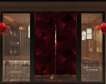 Front Door Hanging Banners 34" x 56", red noren, japanese noren curtain, japanese fans,traditional japanese curtains,cute japanese art print