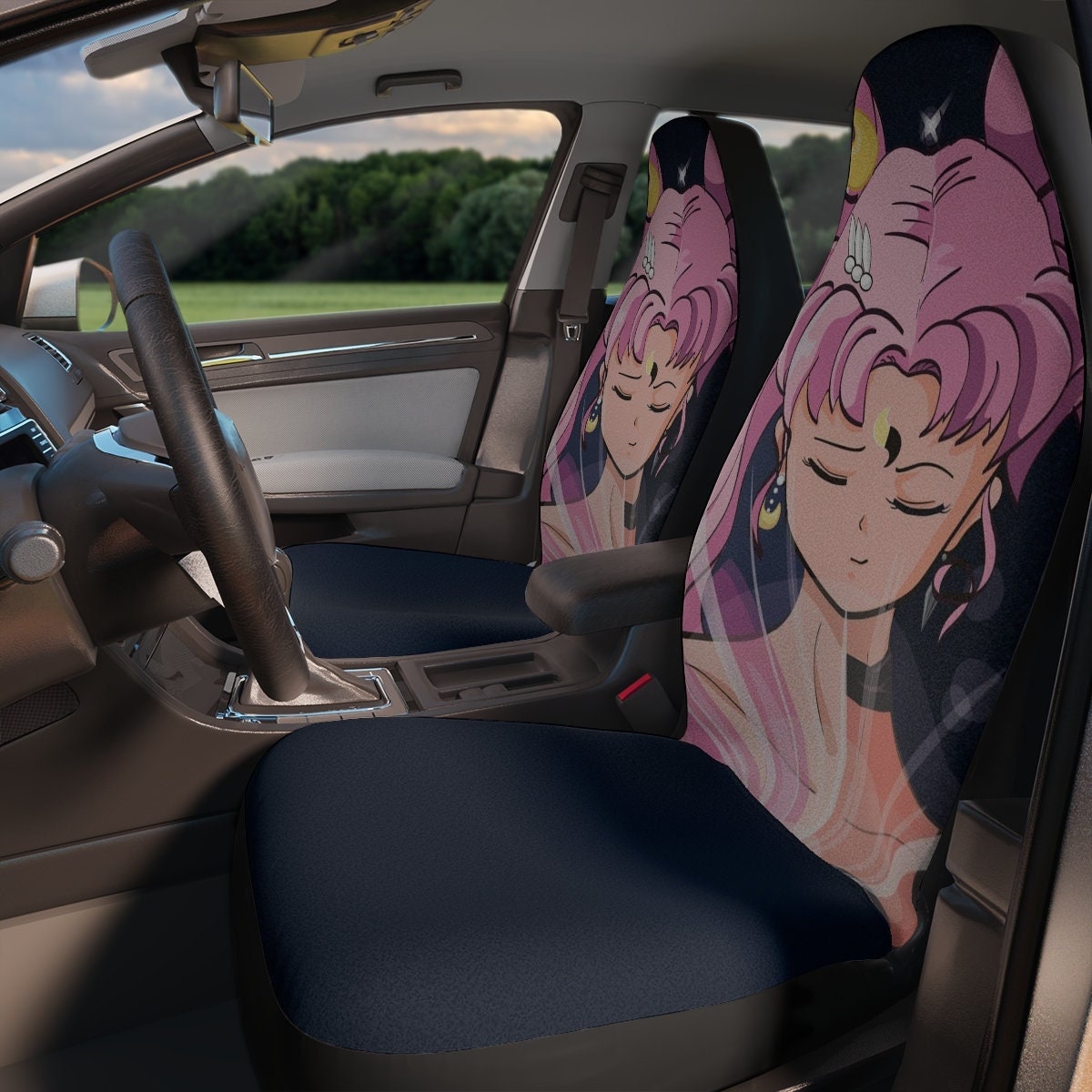 Sedan Van Fit Most Cars Sailor Moon Front Seat Covers,Durable Washable Vehicle Seat Protector Car Mat Covers SUV 
