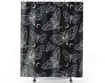 LGhtyro Tenda Da Doccia Con Falena Dorata, 152 X 180 Cm (larghezza X