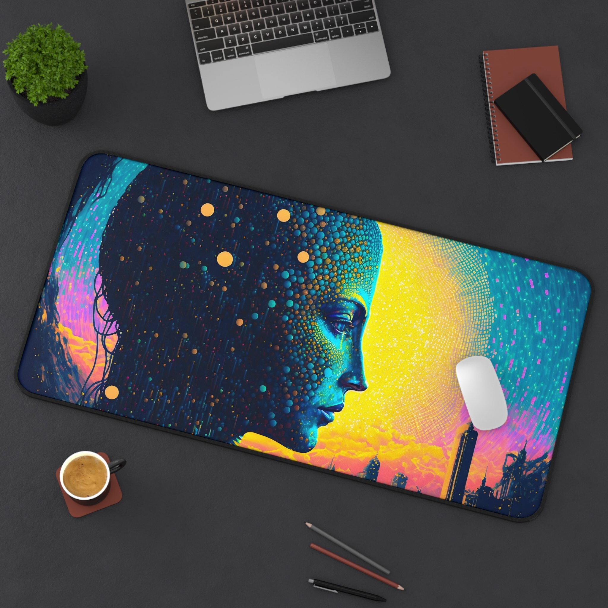 Discover Cyberpunk mousepad, vaporwave desk mat