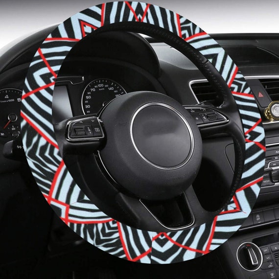 Copri volante, accessori per auto carini per adolescenti, arredamento per  auto carino, accessorio per auto girly, stampa astratta, bianco e nero,  linee rosse -  Italia