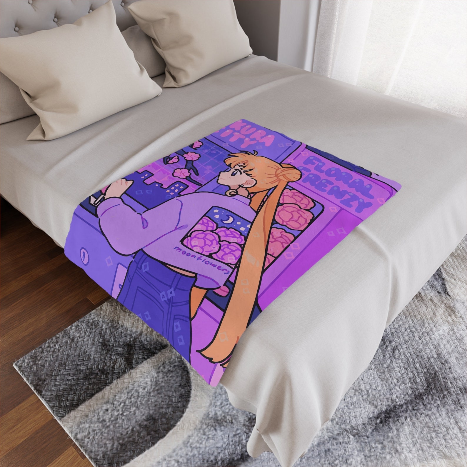 Vaporwave Sailor Moon Blanket Minky Blanket Anime Kawaii Etsy