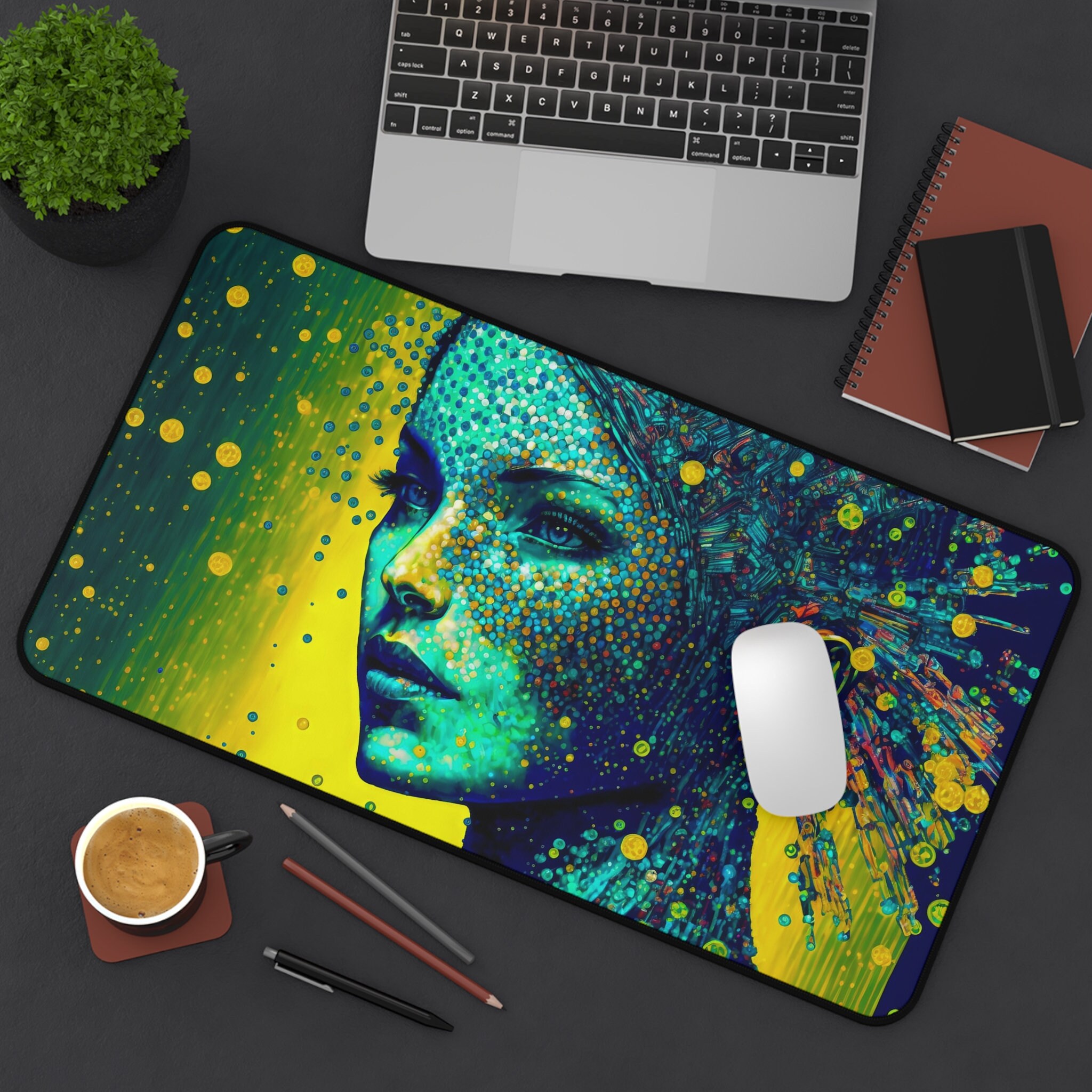 Discover Cyberpunk mousepad, green desk mat, pop art manga