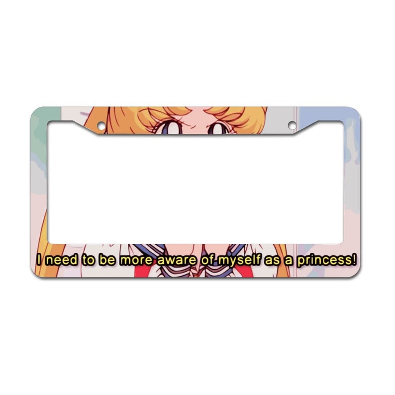 Automotive anime License Plate & Frame Set, Anti-Theft kawaii License Plate Frame, luna sailor moon car decorations, pink, print, merch,gift 