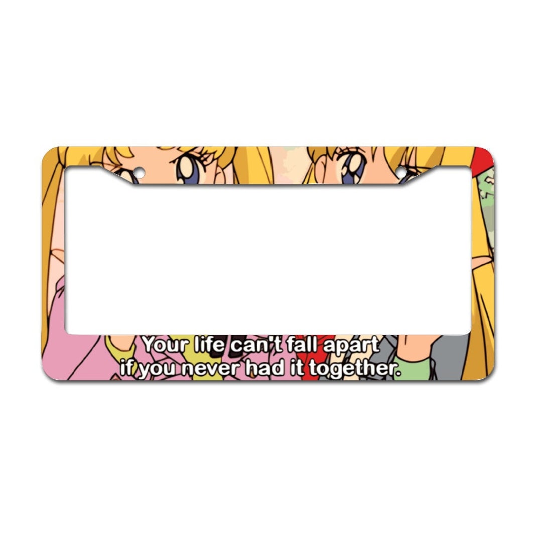 Automotive Anime License Plate & Frame Set Antitheft Kawaii Etsy