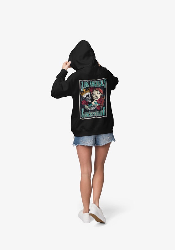 Chicano Art Unisex Human Skull Hoodie Skeleton Hands Sugar Skull