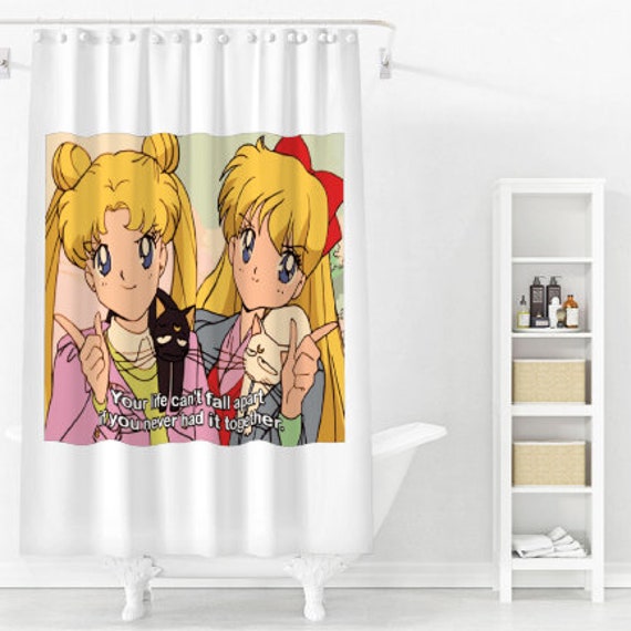 Anime Shower Curtain, 71x74 inches, White Kitsune Mask, Okami, Fantasy Art,  Gamer Bathroom Decor, Fox Art - Gold | Abysm Internal