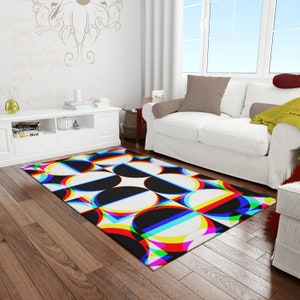 Vaporwave decor - aesthetic rug, glitch rug, strange, purple, trendy, colorful, abstract, optical illusion, psychedelic rug, funky area rug