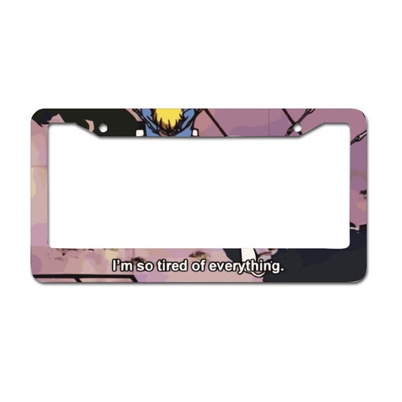 Automotive Anime License Plate & Frame Set Antitheft Kawaii Etsy