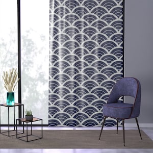 Blaues Sashiko Muster, coole Fenstervorhänge (50&quot; × 84&quot;) blanker Vorhang, ästhetische Vorhänge, Wohnkultur, Boho Vorhänge, Unikat, Japan