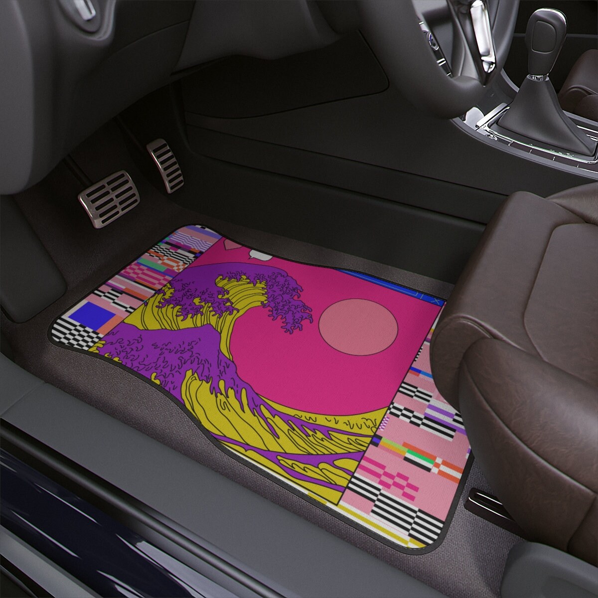 Buy Vaporwave Car Floor Mat the Great Wave off Kanagawa Cute Car