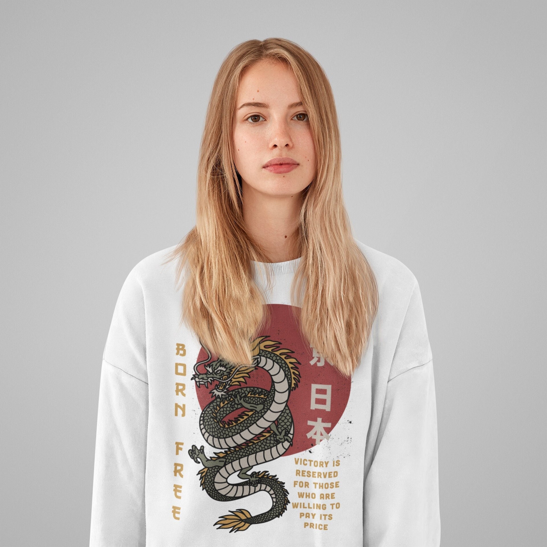 Dragon Sweater Unisex Japanese Kanji Shirt Dragon Clothing Etsy