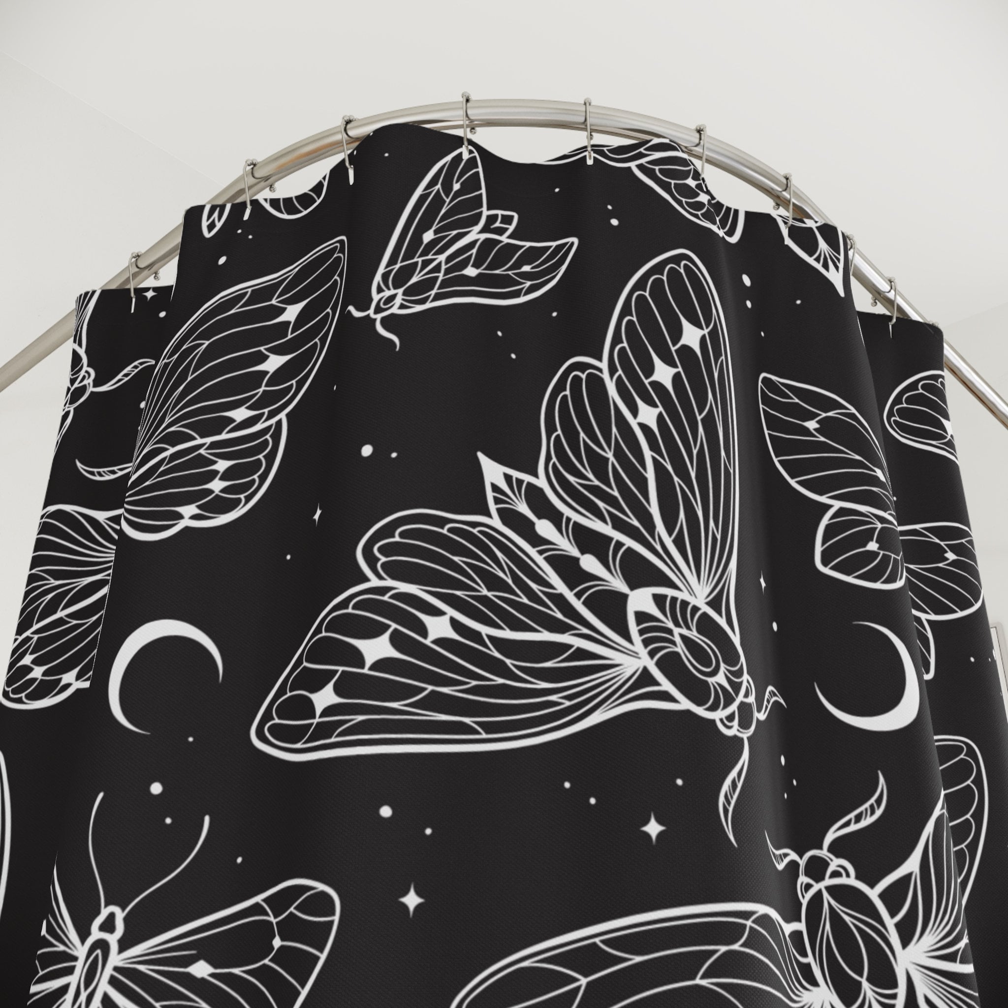 LGhtyro Tenda Doccia Gotica - Teschio E Fiori 152x180 Cm Nero
