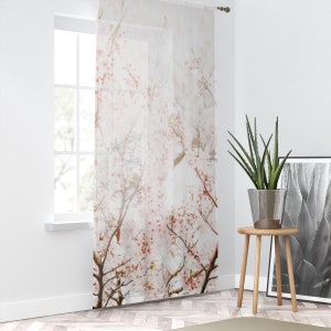 Sakura blossom, floral curtains, cool window curtains (50" × 84") sheer curtain, aesthetic, home decor, japan, pink, bohemian, unique