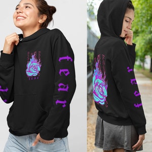 Ropa vaporwave - Unisex miedo sudadera con capucha colorida, ropa cyberpunk, sudadera con capucha synthwave, sudadera con capucha streetwear, harajuku, estética gótica pastel