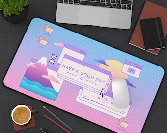 Vaporwave desk mat, lofi girl mousepad, purple desk pad, pink, anime, kawaii mousepad, aesthetic mousepad, gaming, xxl mousepad, gift, merch