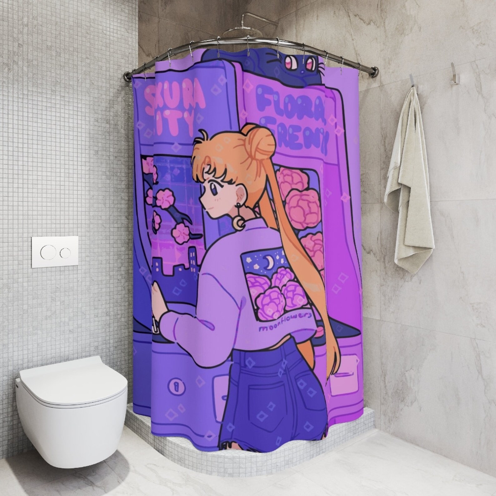 Sailor Moon Anime Shower Curtain 7174 90s Etsy