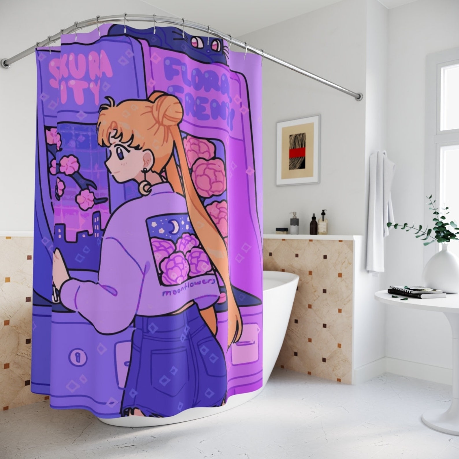 Sailor Moon Anime Shower Curtain 7174 90s Etsy