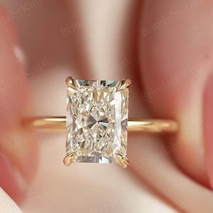 Elongated 3.10 Ct Radiant Cut Moissanite Engagement Ring,14k Solid Gold Wedding Ring ,Classic Radiant Solitaire Ring ,Anniversary Gifts/Ring