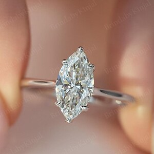 Classic Marquise Cut Moissanite Engagement Ring,1.60 CT 6 Prong Marquise Solitaire Ring, Hidden Halo Wedding Ring,Unique Proposal Gifts/Ring