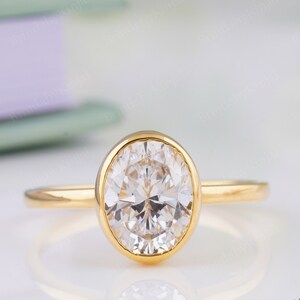 2 CT Oval Cut Moissanite Ring,Oval Engagement Ring ,Oval Solitaire Ring,Oval Bezel Set Ring, Wedding Ring,Promise Anniversary Gifts/Ring