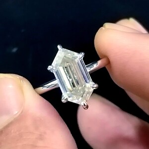 2 Ct Elongated Hexagon Cut Moissanite Engagement Rin ,14K Yellow Gold Solitaire Diamond Ring ,Promise Ring For Women Anniversary Gift Ring
