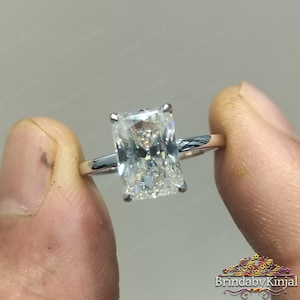 3 Ct Radiant Cut Moissanite Engagement Ring,Hidden Halo Engagement Ring ,Classic Elongated Radiant Solitaire Ring ,Anniversary Gifts/Ring