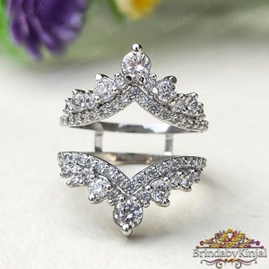 Moissanite curved enhancer wedding band antique diamond stacking band antique matching ring vintage promise anniversary gift Enhancer ring