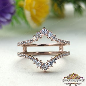 Moissanite curved enhancer wedding band antique diamond stacking band antique matching ring vintage promise anniversary gift Enhancer ring