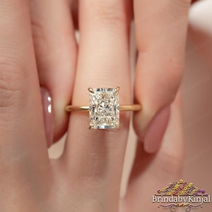 Elongated 3.10 Ct Radiant Cut Moissanite Engagement Ring,14k Solid Gold Wedding Ring ,Classic Radiant Solitaire Ring ,Anniversary Gifts/Ring