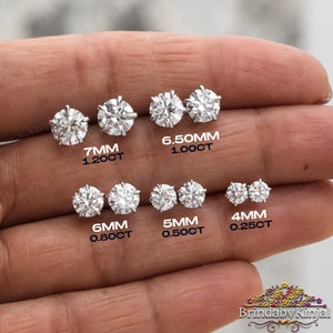 Moissanite Stud Earrings | Round Diamond Moissanite | Sterling Silver Moissanite Earring | Wedding Anniversary Stud for Women| Gift Earrings
